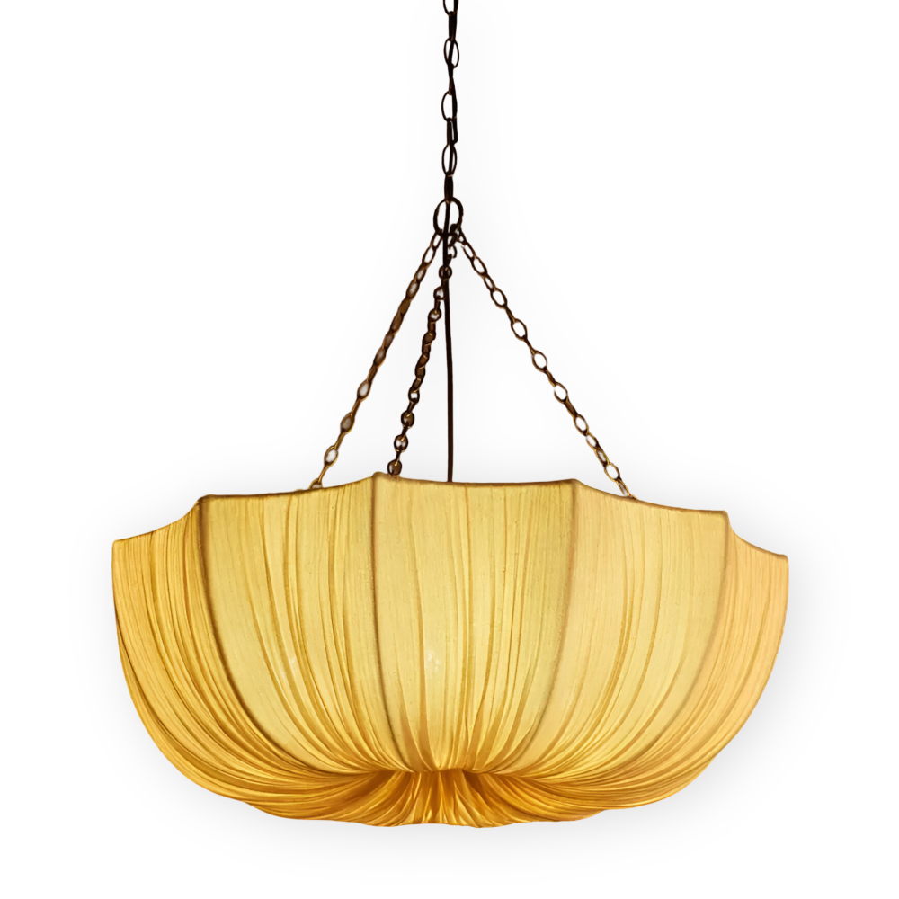 Stoff Wabi-Sabi Stil Pendelleuchte - Rustikale Gewellte Schalenform Hängelampe