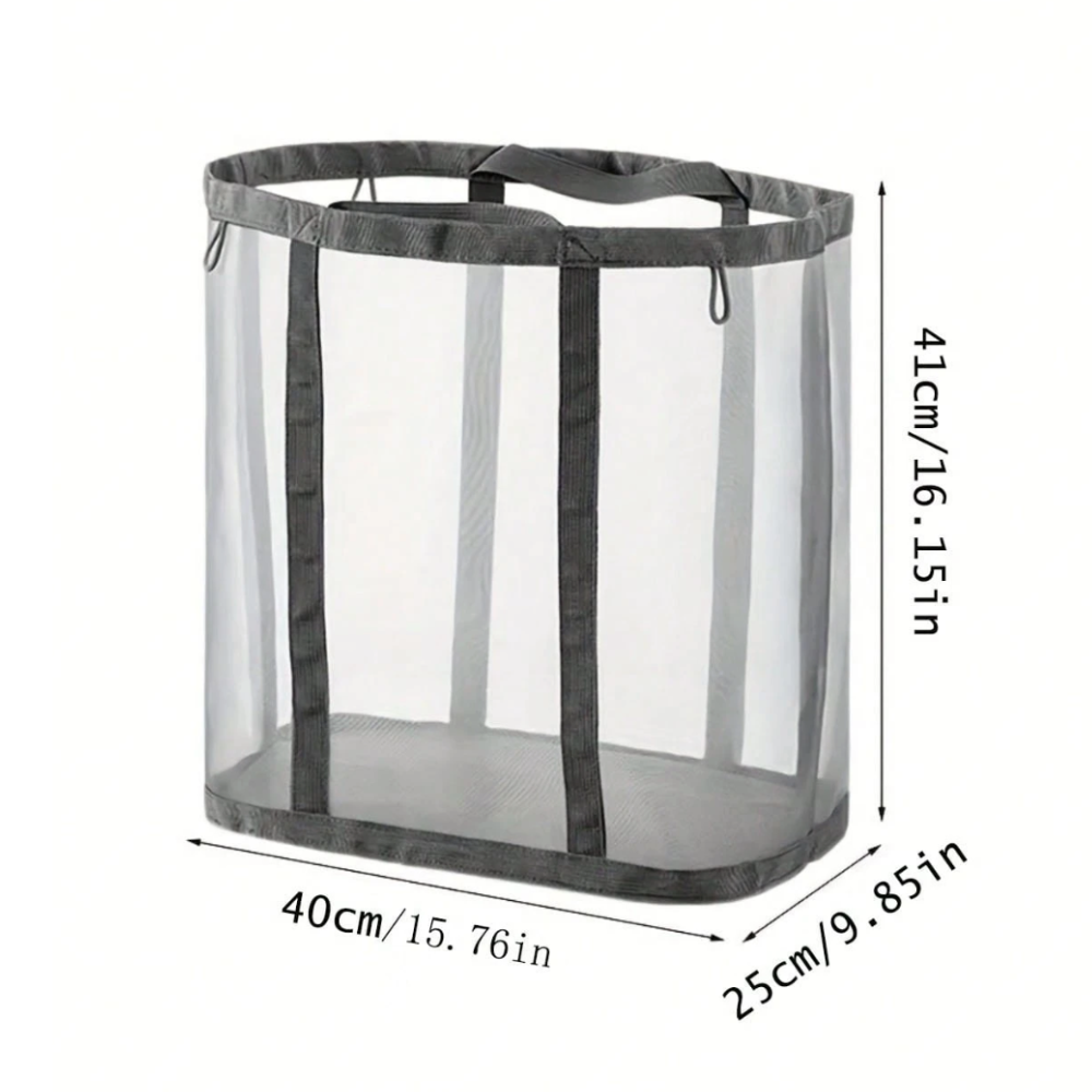 Faltbarer Wäschekorb aus Nylon Mesh – Leichter Wäschesammler mit Griffen für Bad, Schlafzimmer & Waschküche
