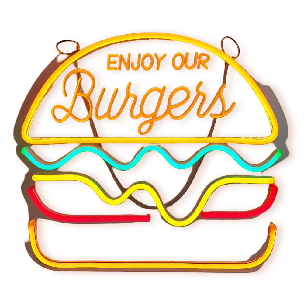 Fastfood Neon Sign - Buntes Fast Food Schild