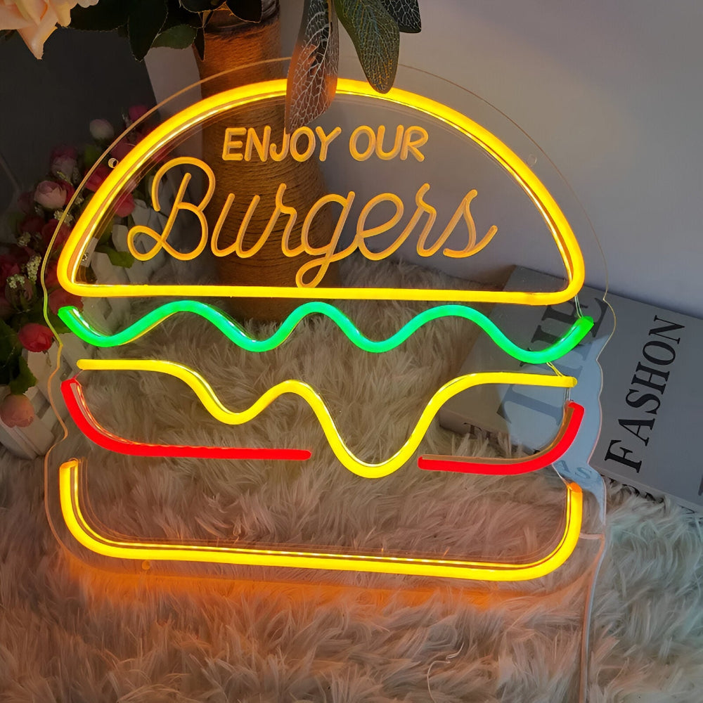 Fastfood Neon Sign - Buntes Fast Food Schild