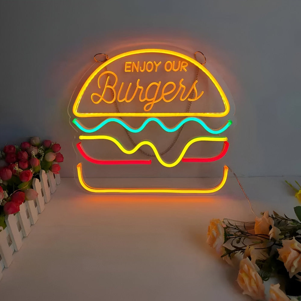Fastfood Neon Sign - Buntes Fast Food Schild