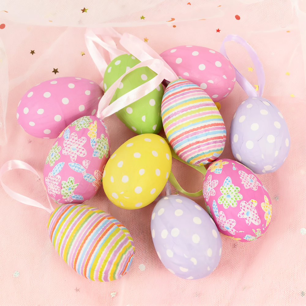 Faux Ostereier - 12pcs Bunte Künstliche Eier Hängende Osterdeko