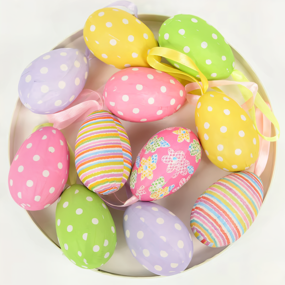 Faux Ostereier - 12pcs Bunte Künstliche Eier Hängende Osterdeko
