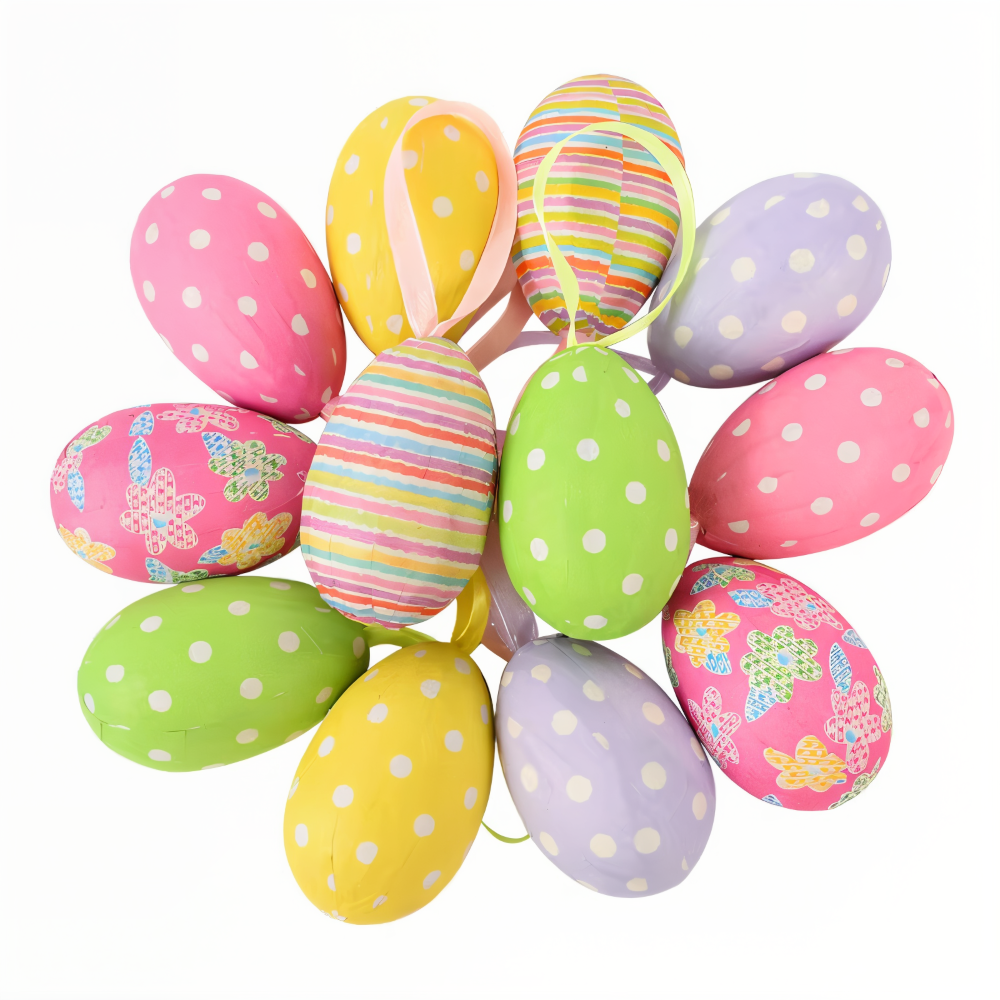 Faux Ostereier - 12pcs Bunte Künstliche Eier Hängende Osterdeko