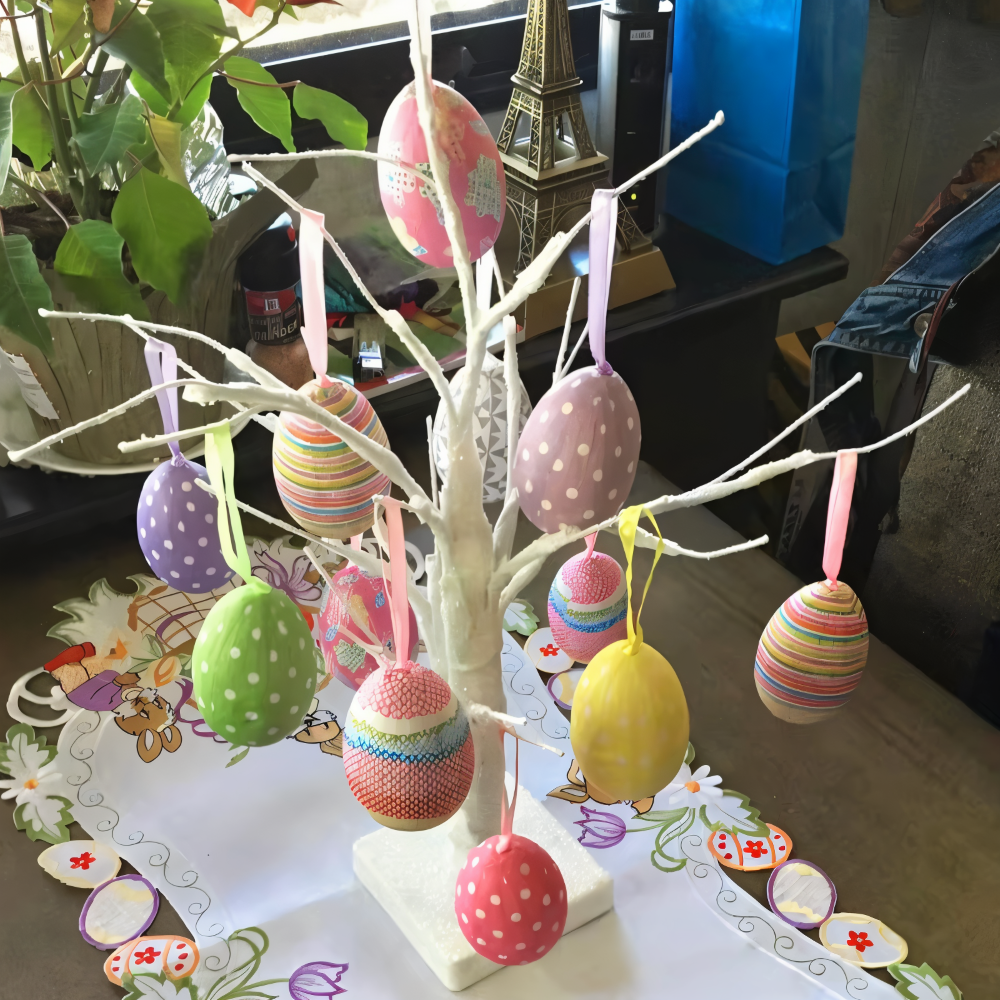 Faux Ostereier - 12pcs Bunte Künstliche Eier Hängende Osterdeko
