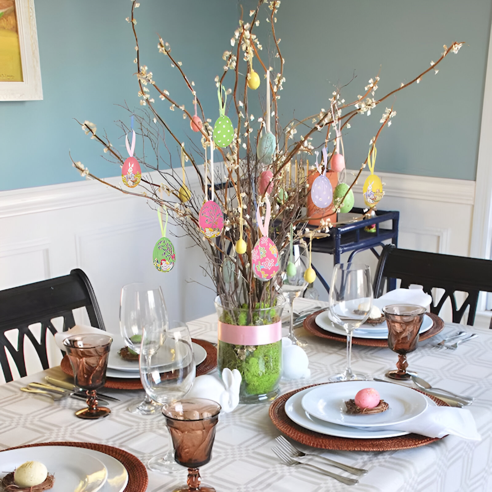 Faux Ostereier - 12pcs Bunte Künstliche Eier Hängende Osterdeko