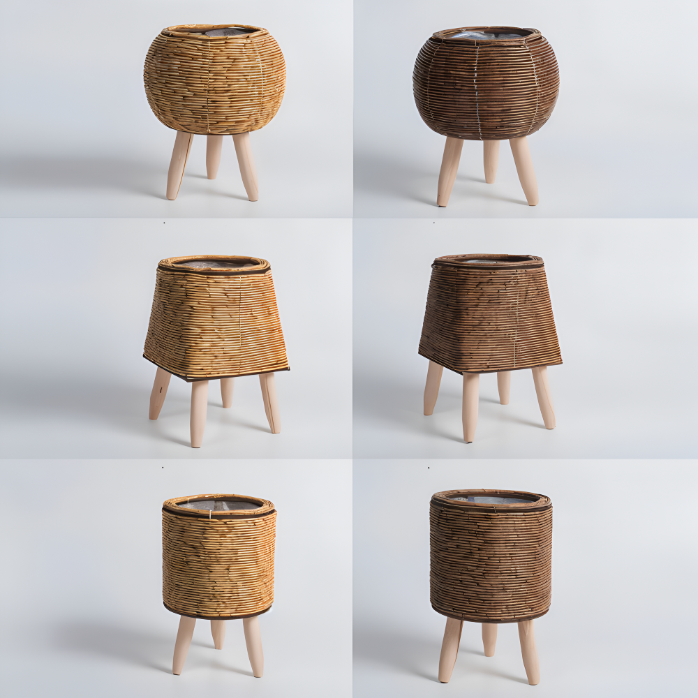 FauxWicker Pot - Artisan Rustic Rattan Pflanzkübel - Dekorative Blumenkorb