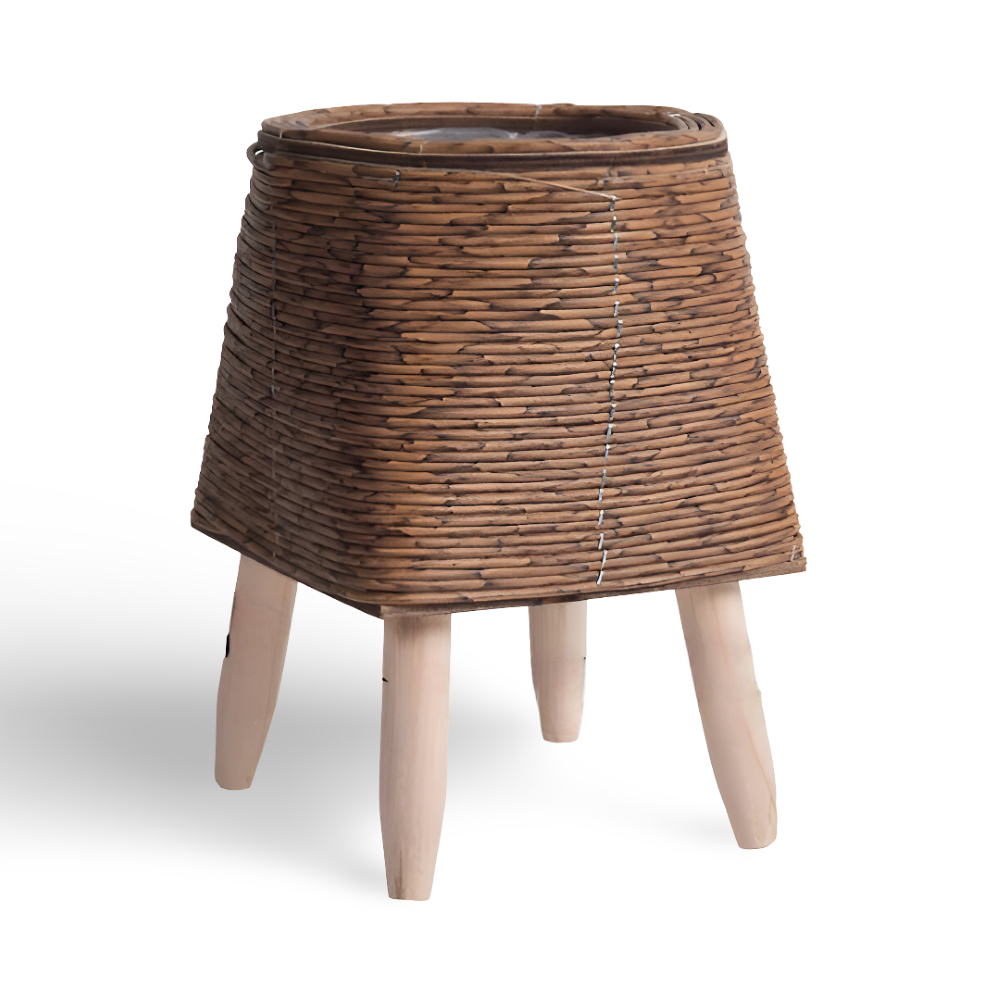 FauxWicker Pot - Artisan Rustic Rattan Pflanzkübel - Dekorative Blumenkorb
