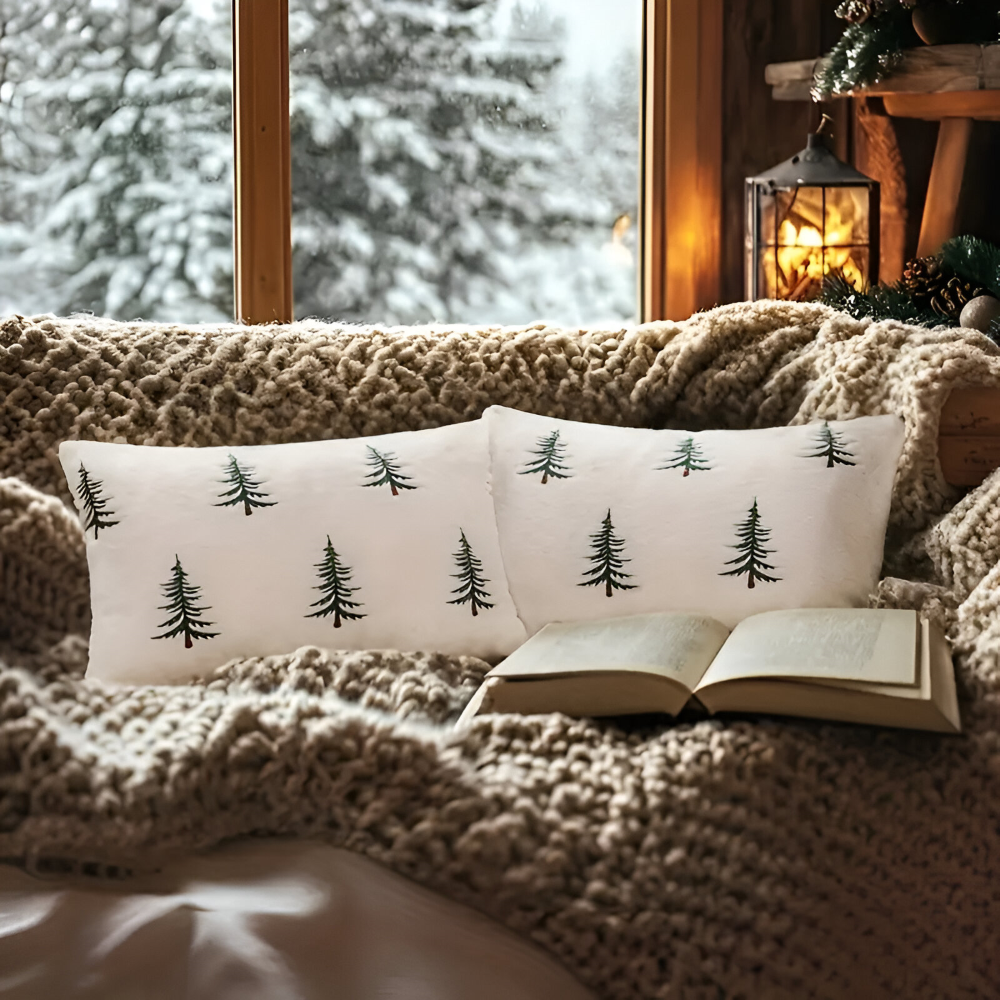 Festliche Weiße und Grüne Dekorative Kissenbezüge