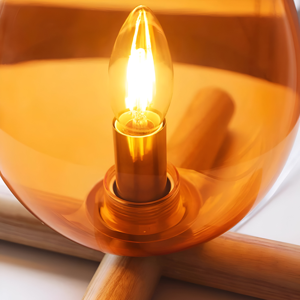 FireFlare Tischlampe - Lagerfeuer Flamme Lampe LED mit Holzsockel