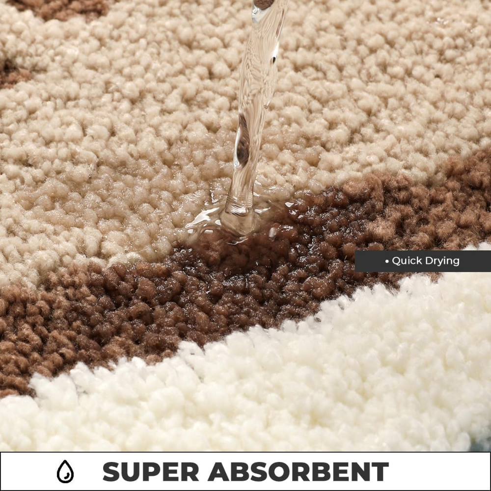 Flauschige Badematte Rutschfest – Saugstarker Badteppich mit Meer & Strand Design für Modernes Bad