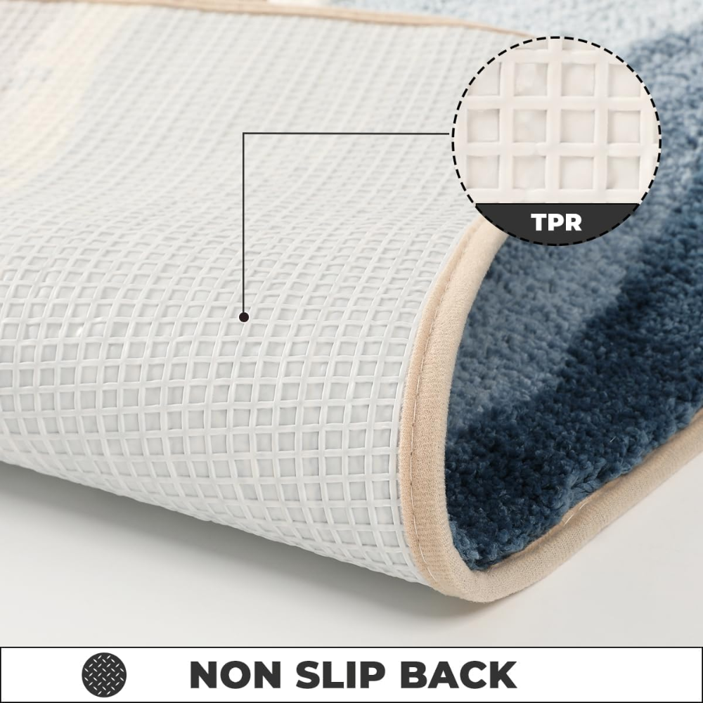 Flauschige Badematte Rutschfest – Saugstarker Badteppich mit Meer & Strand Design für Modernes Bad