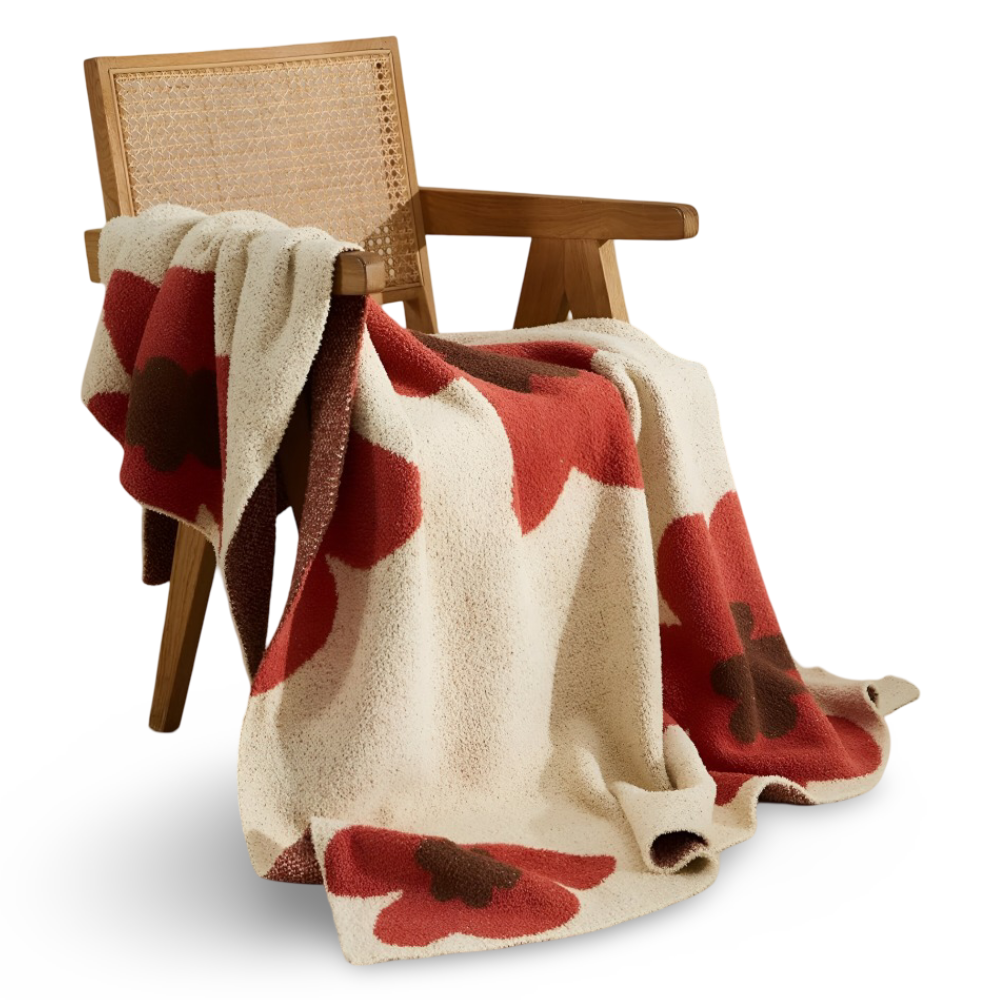 Blumenmuster Strick Kusheldecke – Gemütliche und Stilvolle Wohndecke für Ihr Zuhause