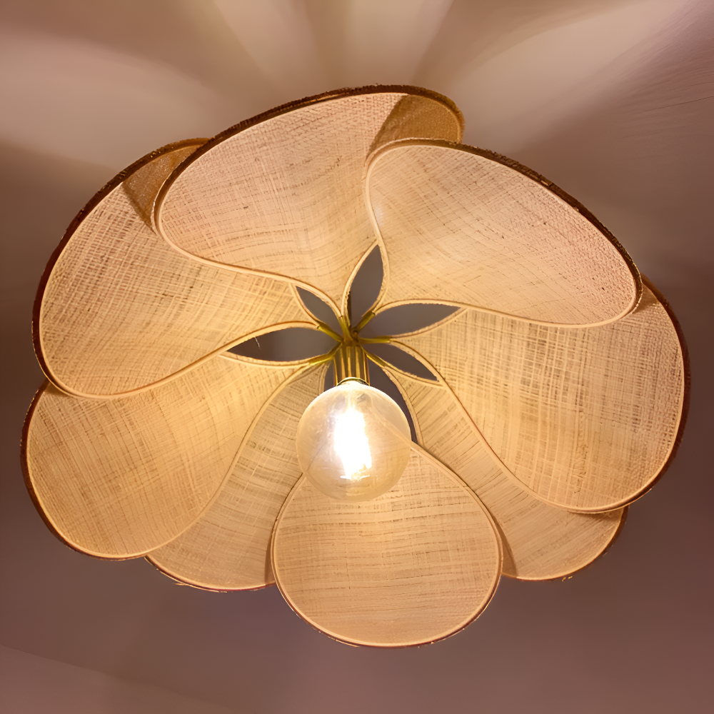 FloryVint Pendelleuchte - Vintage Blumen Design Stoff Hängelampe
