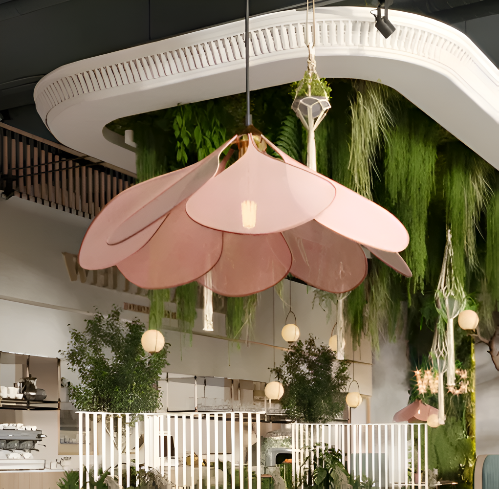 FloryVint Pendelleuchte - Vintage Blumen Design Stoff Hängelampe