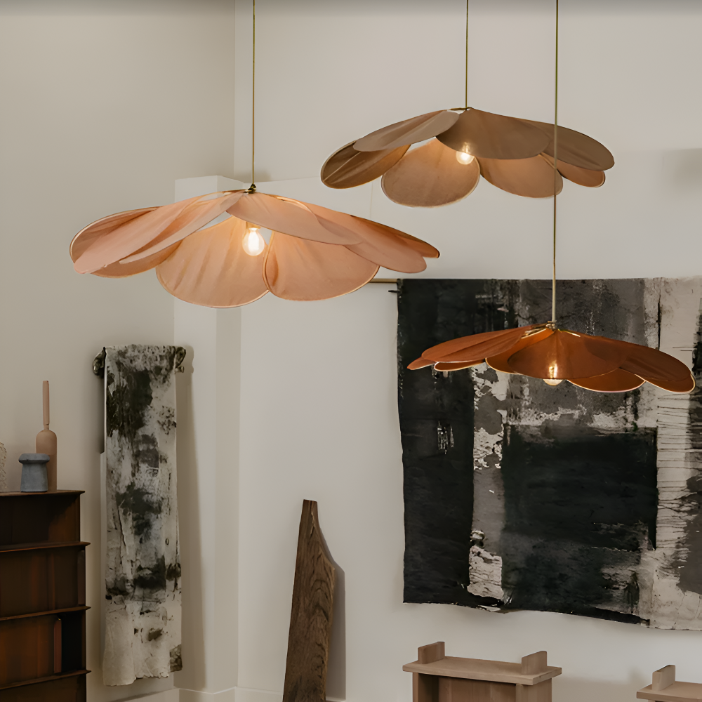 FloryVint Pendelleuchte - Vintage Blumen Design Stoff Hängelampe