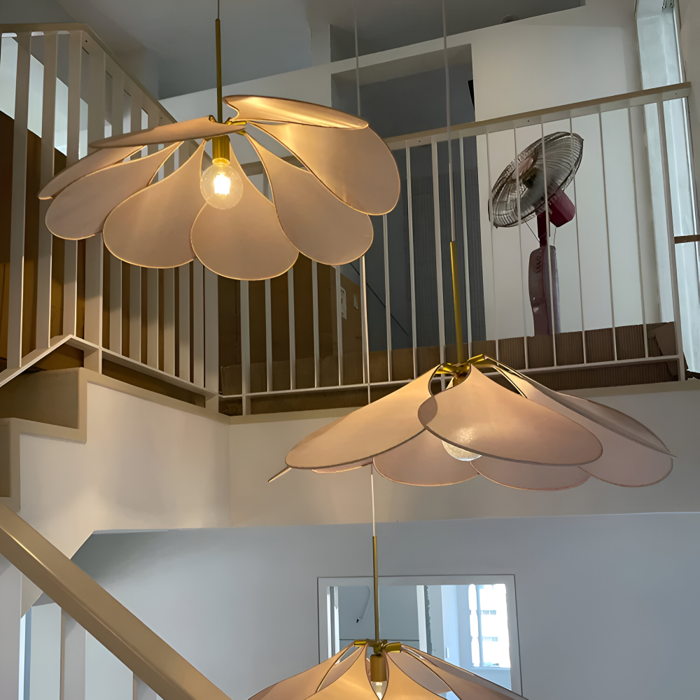 FloryVint Pendelleuchte - Vintage Blumen Design Stoff Hängelampe