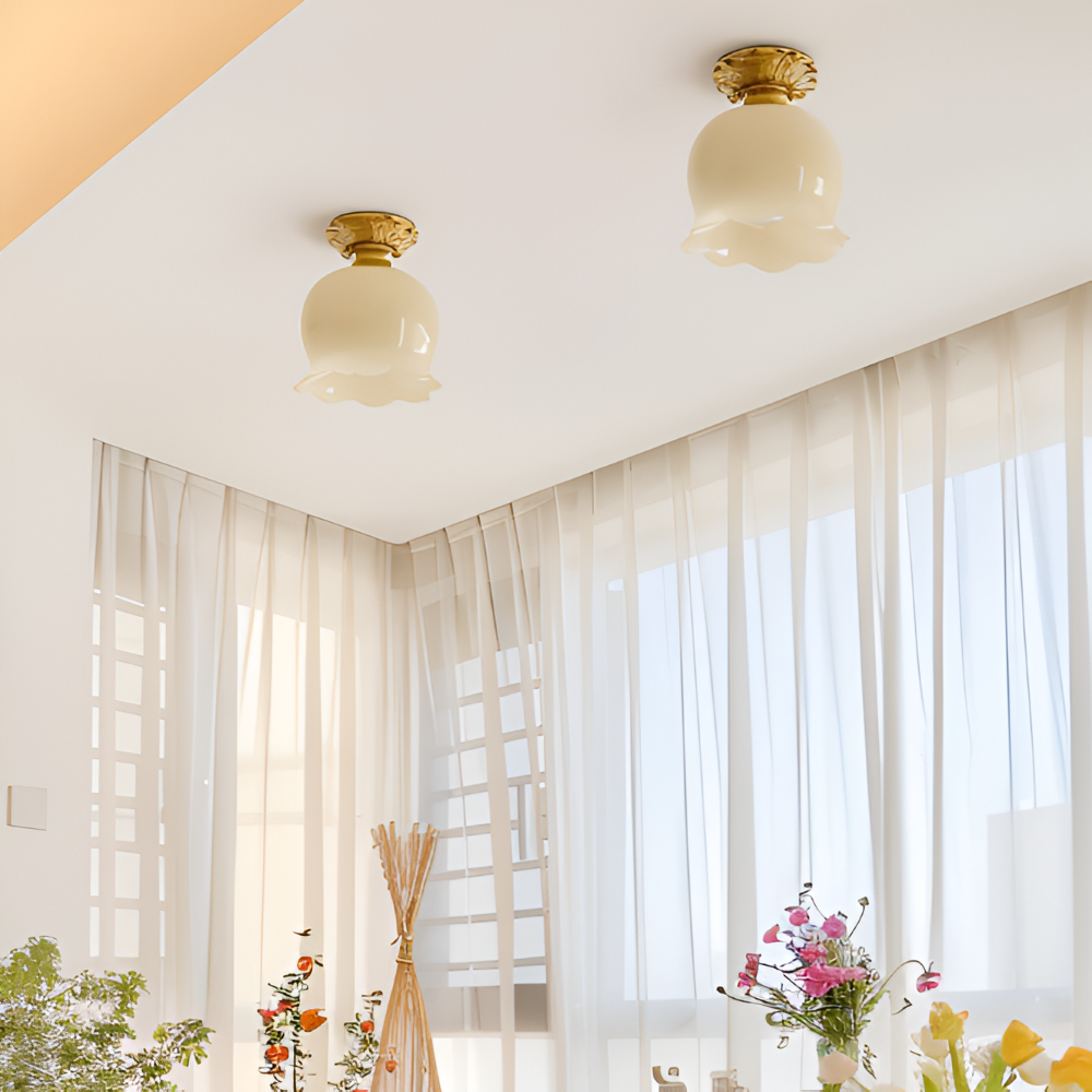 FlourishGlo Deckenleuchte - Dekorative Vintage Harz Blume geformt LED Deckenleuchte