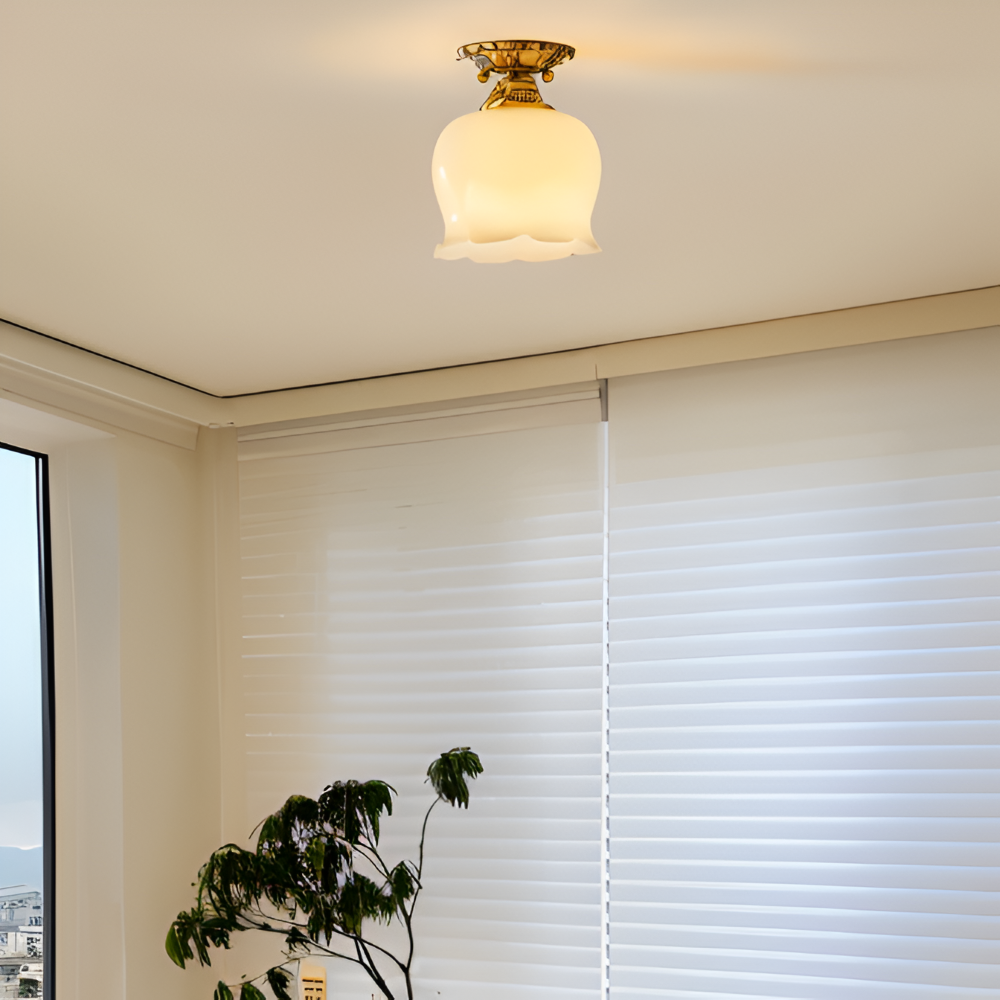 FlourishGlo Deckenleuchte - Dekorative Vintage Harz Blume geformt LED Deckenleuchte