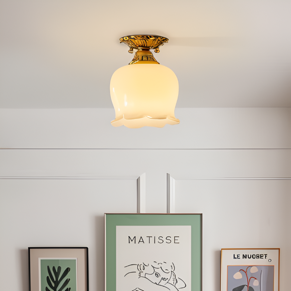 FlourishGlo Deckenleuchte - Dekorative Vintage Harz Blume geformt LED Deckenleuchte