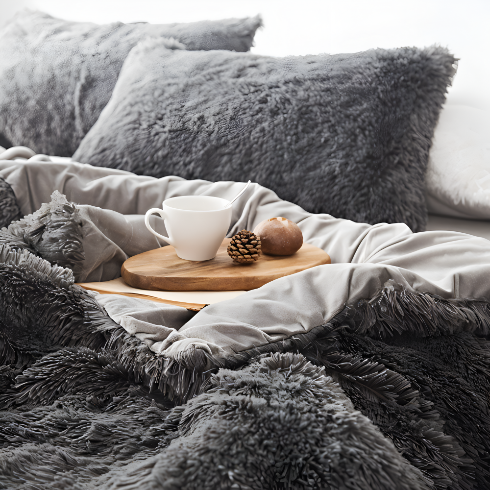FlufFur Bettwäsche - Ultra Flauschige Fleece Bettdecke - Atmungsaktive Bettwäsche Set