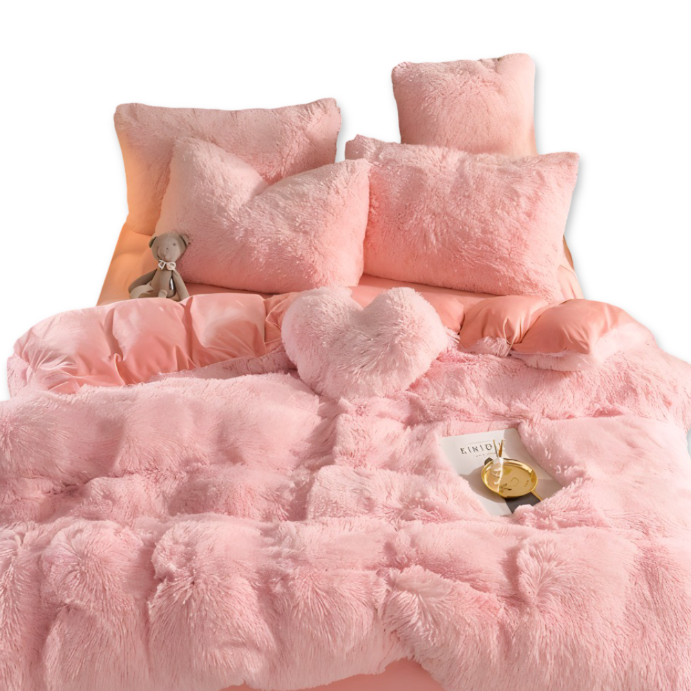 FlufFur Bettwäsche - Ultra Flauschige Fleece Bettdecke - Atmungsaktive Bettwäsche Set