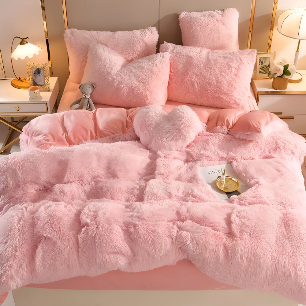 FlufFur Bettwäsche - Ultra Flauschige Fleece Bettdecke - Atmungsaktive Bettwäsche Set