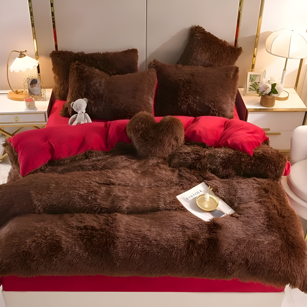 FlufFur Bettwäsche - Ultra Flauschige Fleece Bettdecke - Atmungsaktive Bettwäsche Set