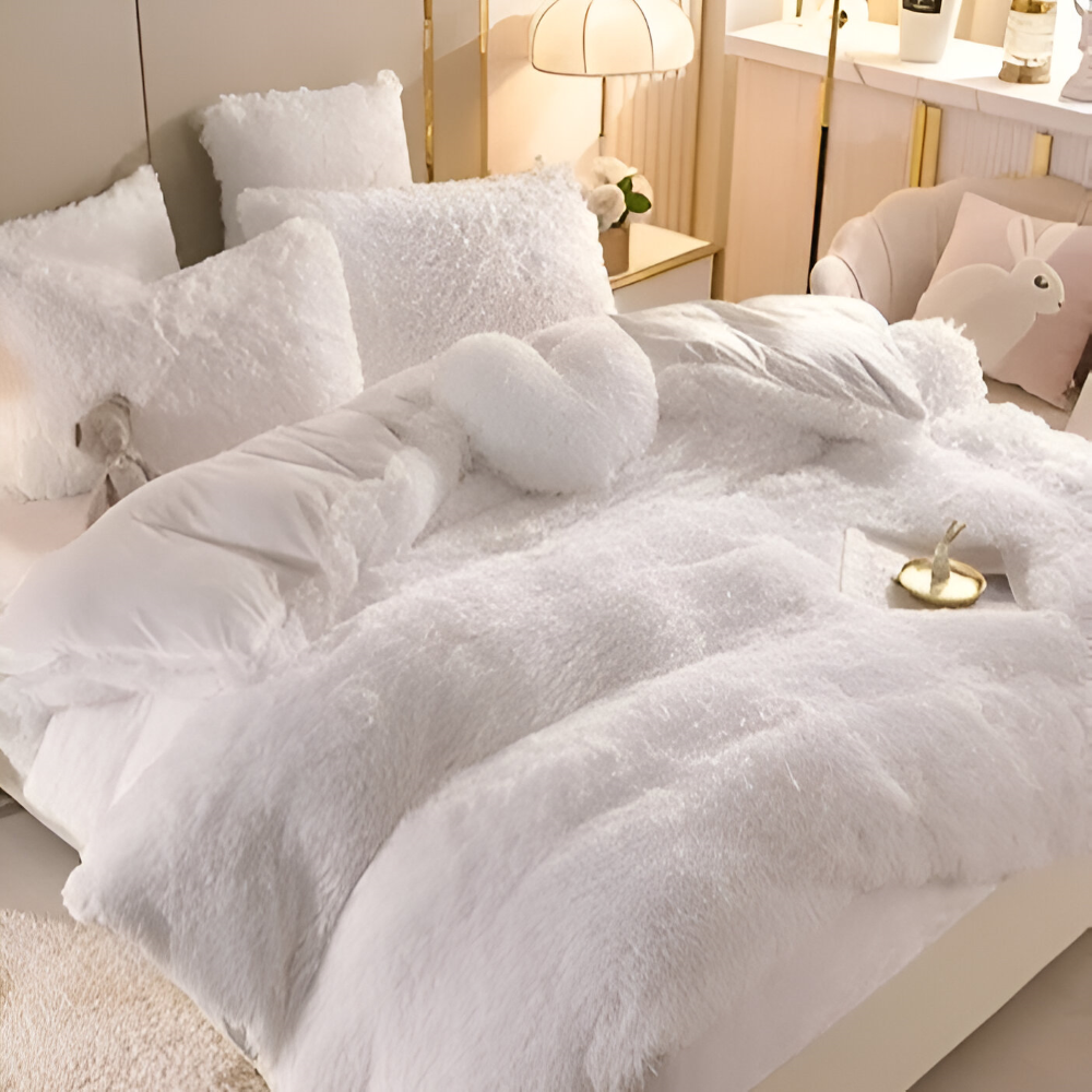 FlufFur Bettwäsche - Ultra Flauschige Fleece Bettdecke - Atmungsaktive Bettwäsche Set