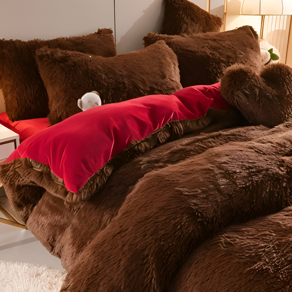 FlufFur Bettwäsche - Ultra Flauschige Fleece Bettdecke - Atmungsaktive Bettwäsche Set