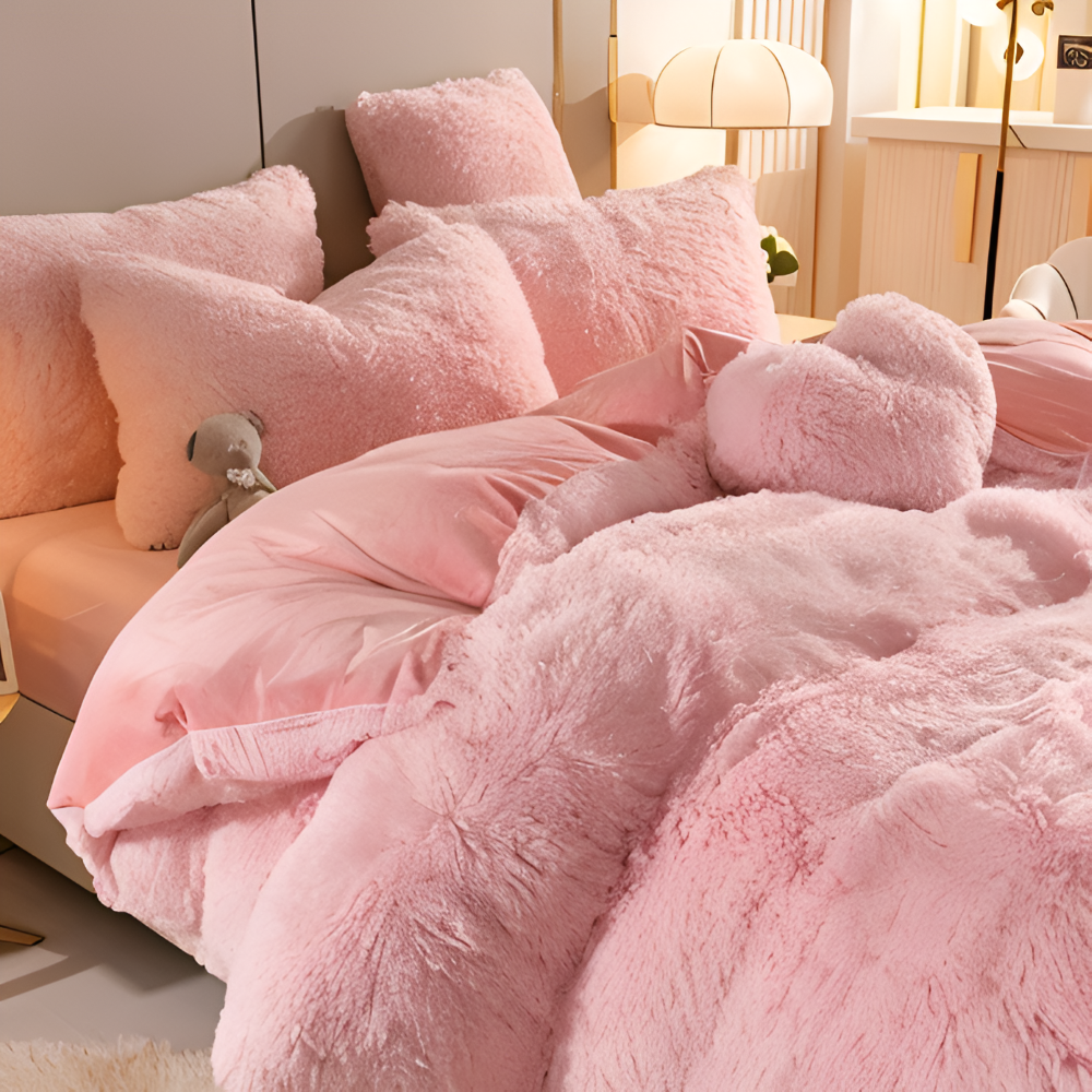 FlufFur Bettwäsche - Ultra Flauschige Fleece Bettdecke - Atmungsaktive Bettwäsche Set