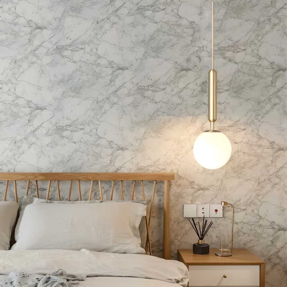 FrostGlobe Pendelleuchte - Rundes Weißes Glas Schirm Hängelampe für Moderne Räume
