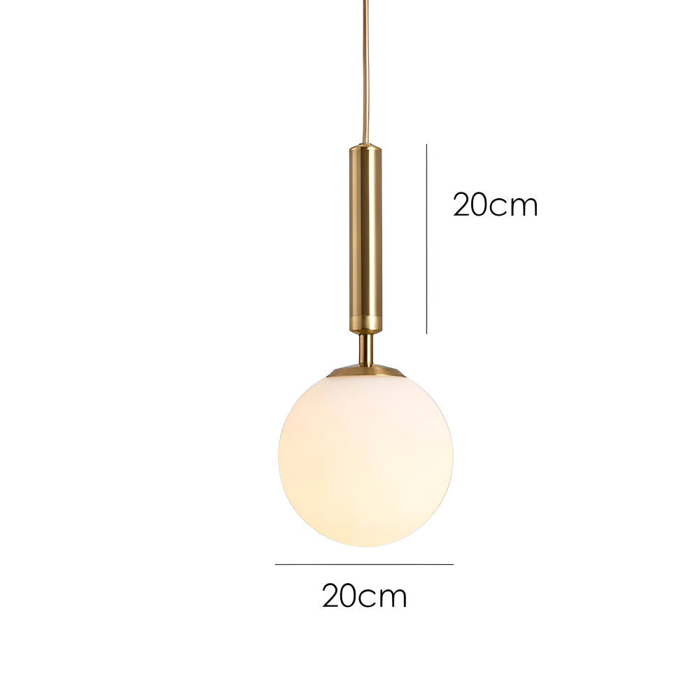 FrostGlobe Pendelleuchte - Rundes Weißes Glas Schirm Hängelampe für Moderne Räume