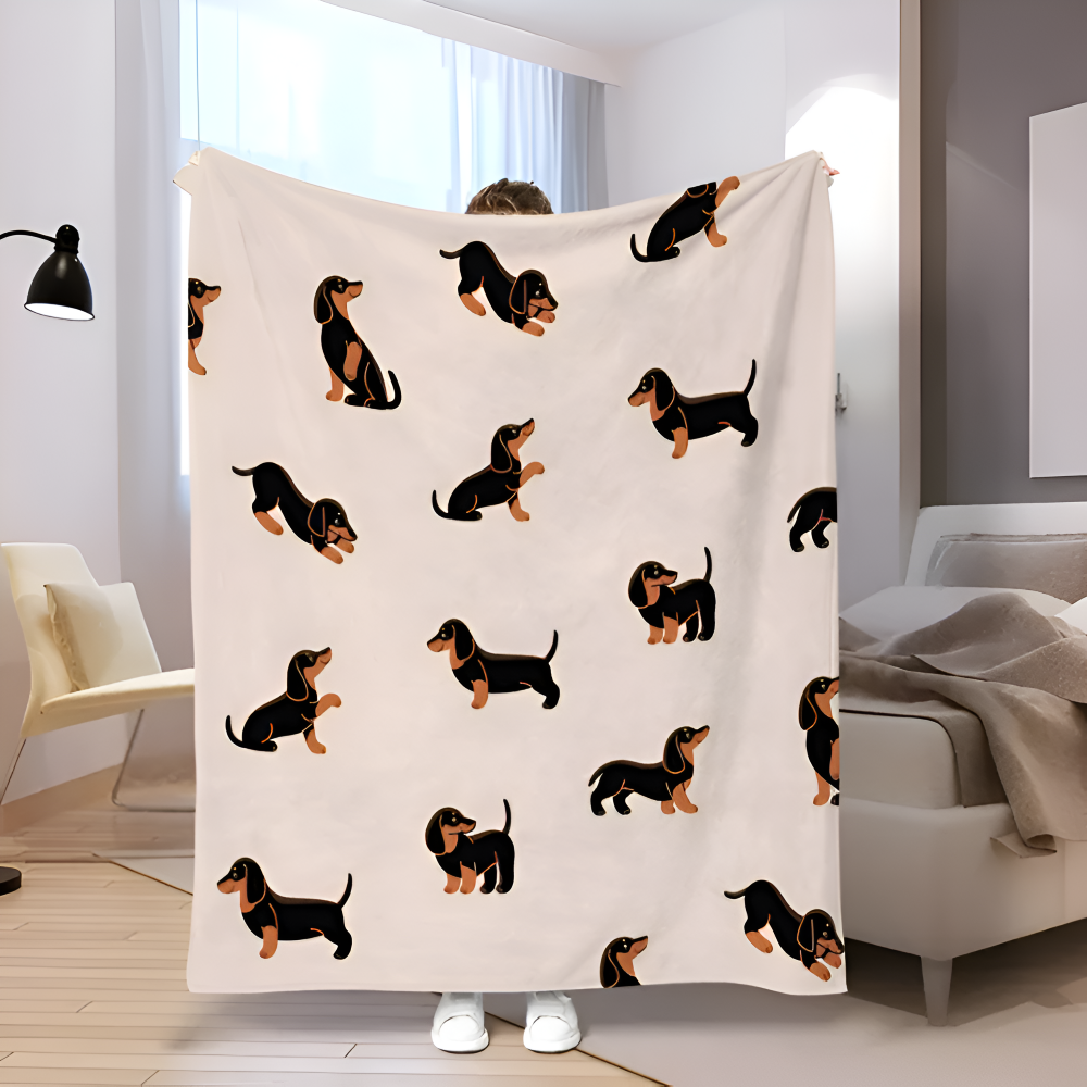 FuzziPup Plaid - Luxuriös Weiche Dackel Fleecedecke für Ganzjährigen Komfort