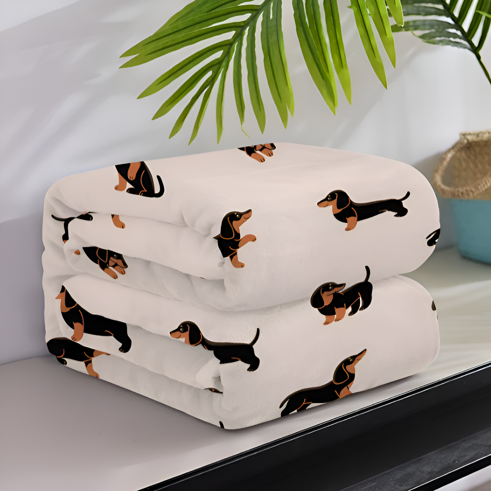 FuzziPup Plaid - Luxuriös Weiche Dackel Fleecedecke für Ganzjährigen Komfort