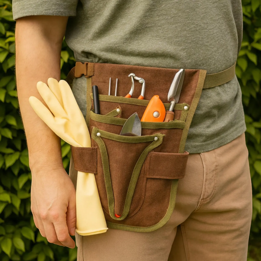 Garten Werkzeuggürtel mit Taschen – Tragbare Werkzeugtasche für Gartenarbeit, Pflanzenpflege & Outdoor