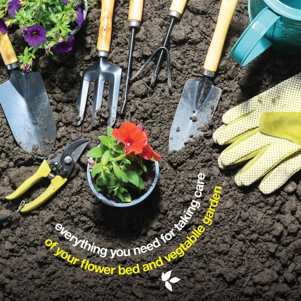 Gartenwerkzeug Set 9-teilig – Garten Handwerkzeug mit Tasche, Handschuhen & Sprühflasche für Pflanzenpflege