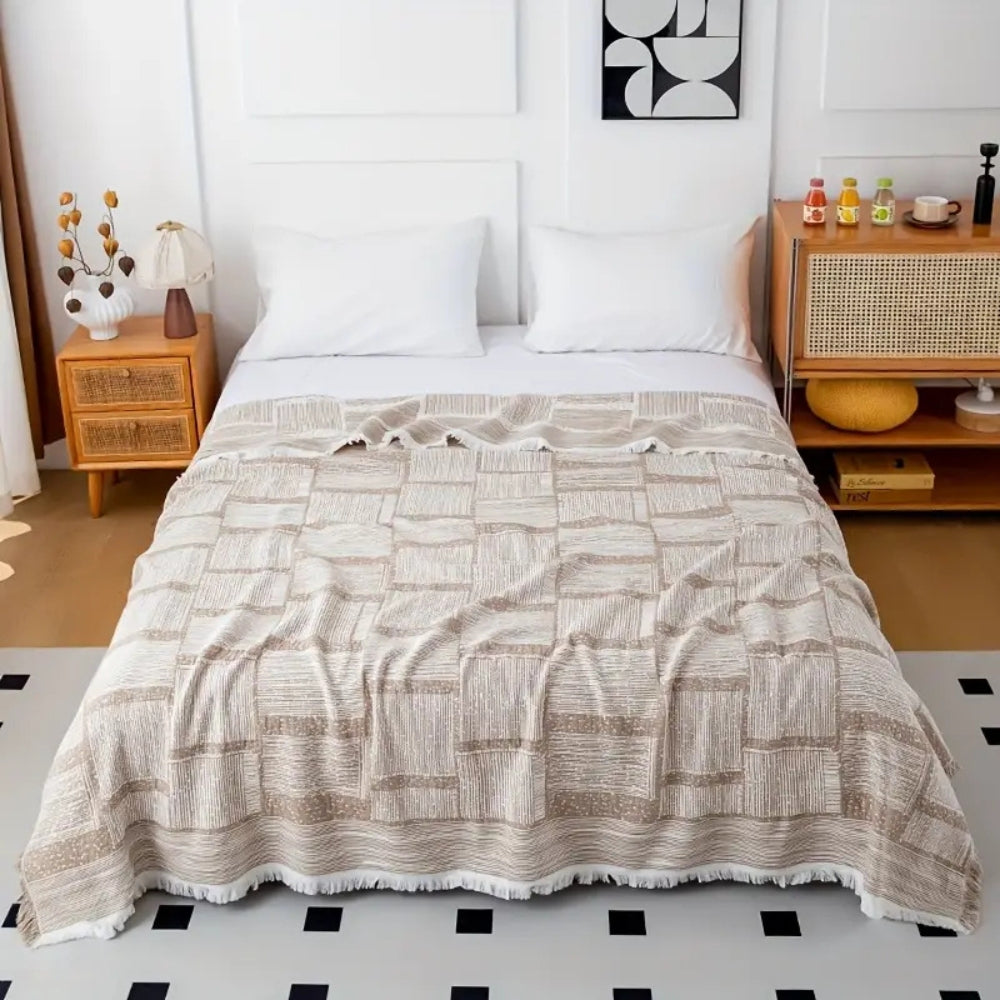 Gema Baumwoll Decke | Geometrisches Muster, Atmungsaktiv für Sofa und Wohnraum 1