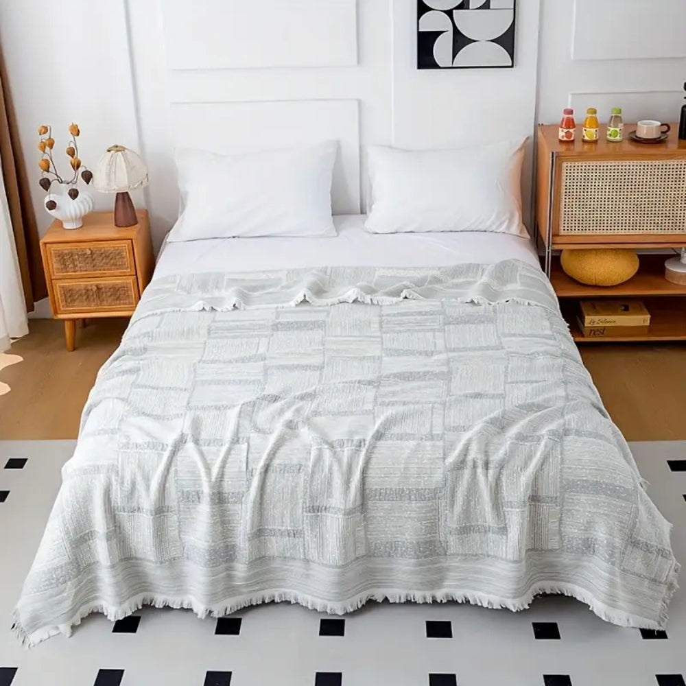 Gema Baumwoll Decke | Geometrisches Muster, Atmungsaktiv für Sofa und Wohnraum 2