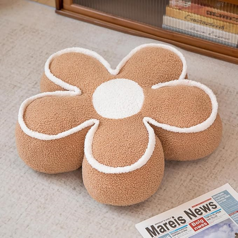 Gemütliches Dekokissen - Hautfreundliches Teddyfleece mit Blumenmuster für Wohnräume
