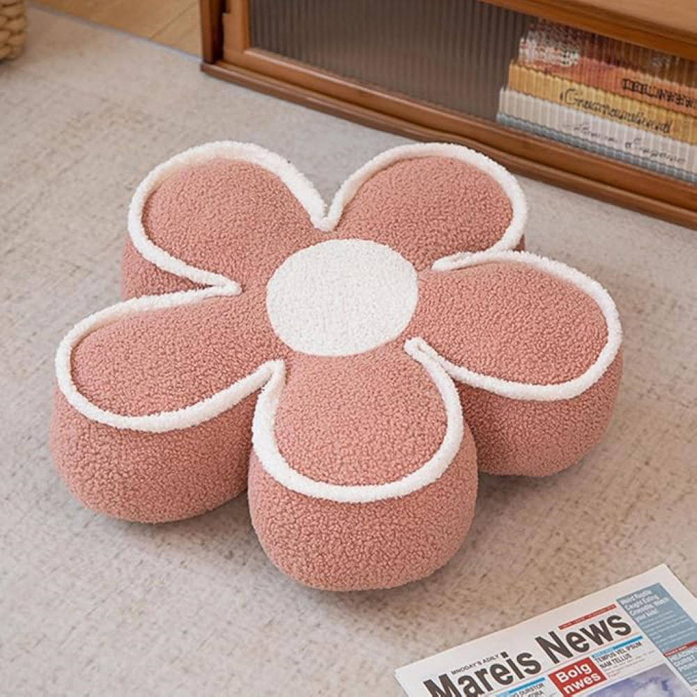 Gemütliches Dekokissen - Hautfreundliches Teddyfleece mit Blumenmuster für Wohnräume