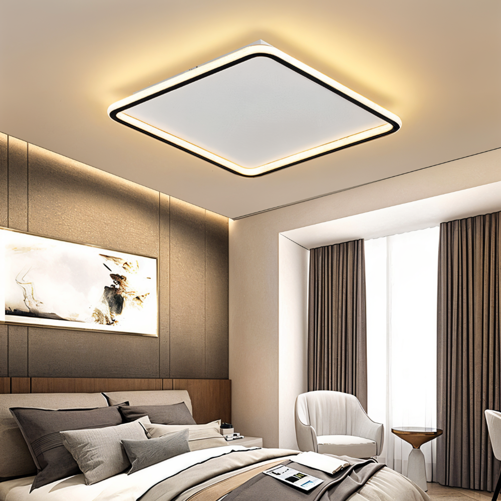 GeoBlack Deckenleuchte - Quadratische LED Leuchten für die Decke - Geometrische Deckeneinbauleuchten