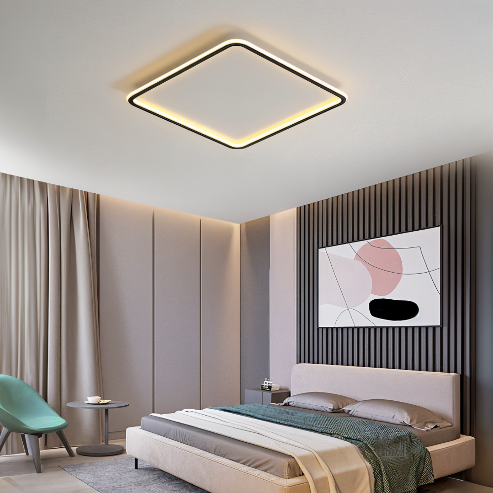 GeoBlack Deckenleuchte - Quadratische LED Leuchten für die Decke - Geometrische Deckeneinbauleuchten