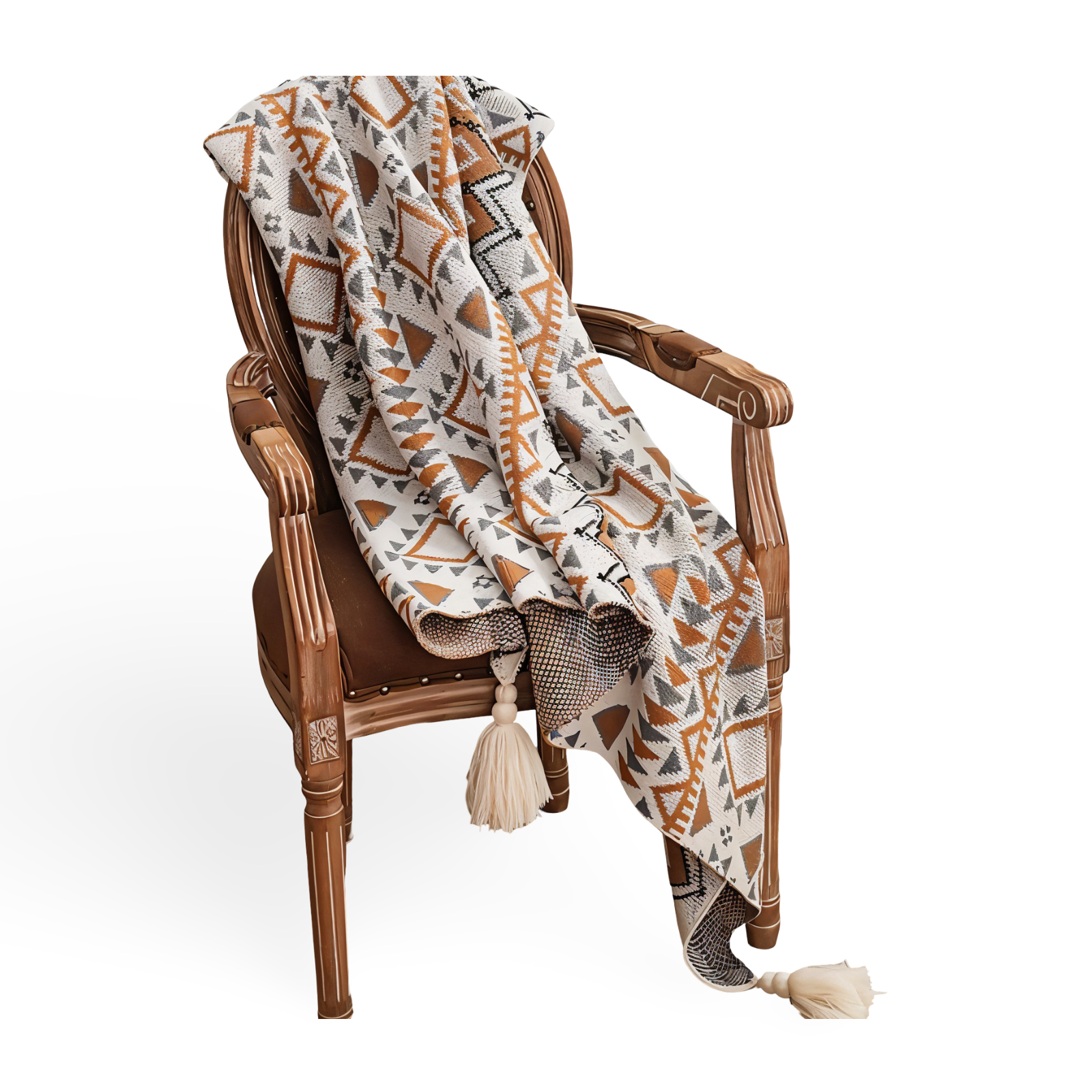 GeoFringe Plaid - Geometrische Boho Fleece Blanket - Dekorative Gestrickt Throw