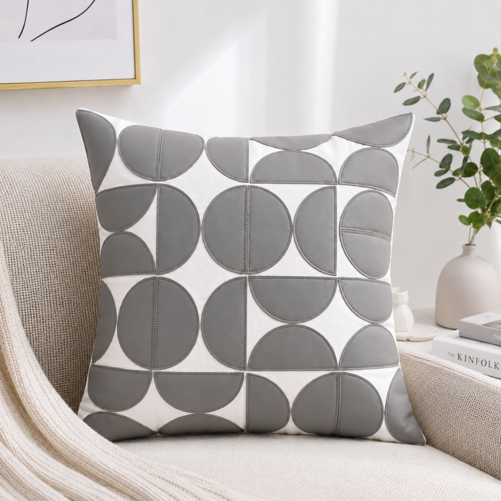 Geometrischer Kissenbezug in Lederoptik – Moderner Dekokissenbezug für Sofa, Bett & Wohnzimmer