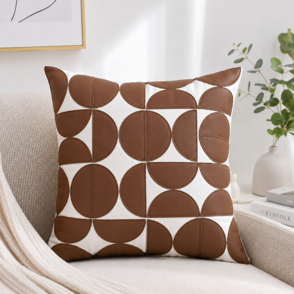 Geometrischer Kissenbezug in Lederoptik – Moderner Dekokissenbezug für Sofa, Bett & Wohnzimmer