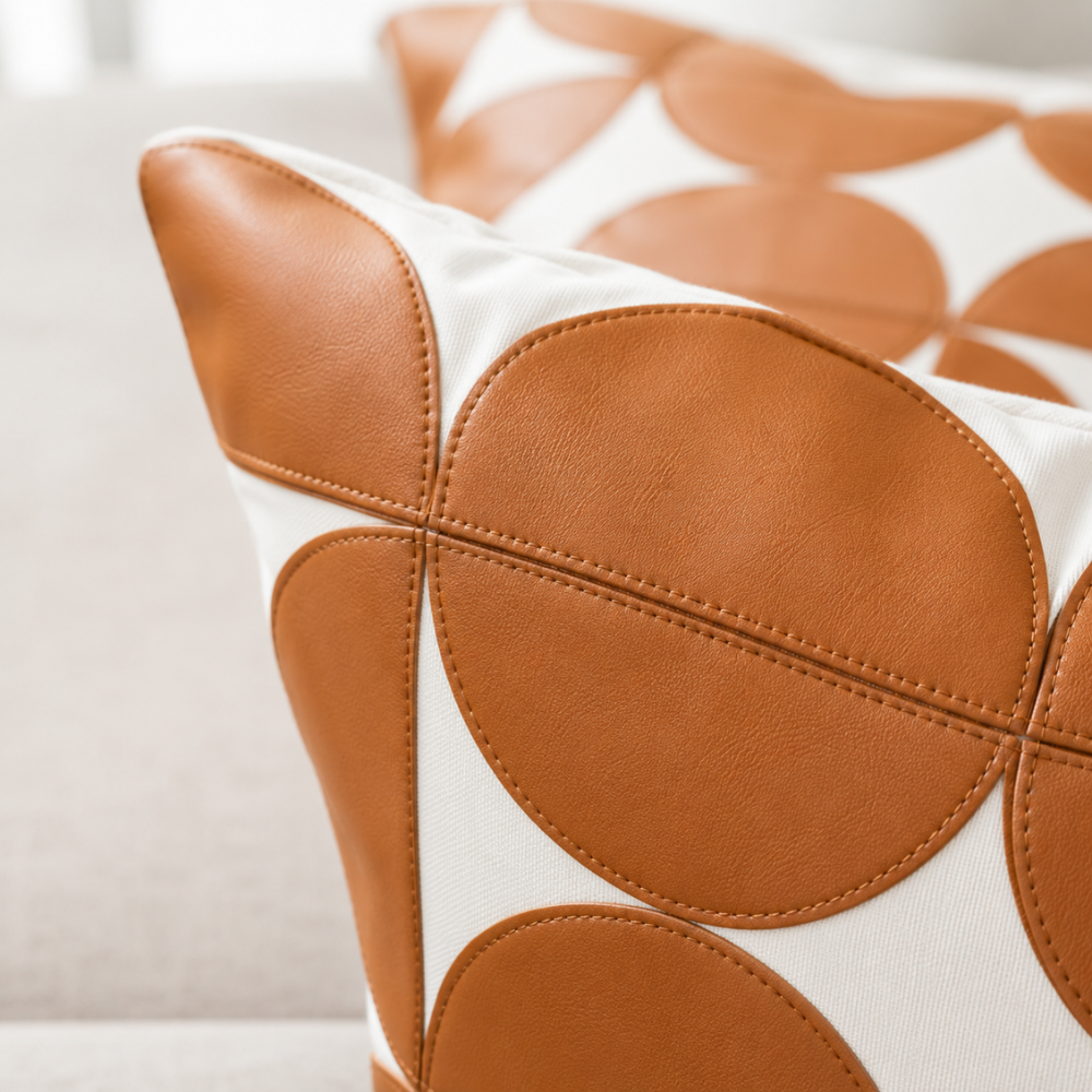 Geometrischer Kissenbezug in Lederoptik – Moderner Dekokissenbezug für Sofa, Bett & Wohnzimmer