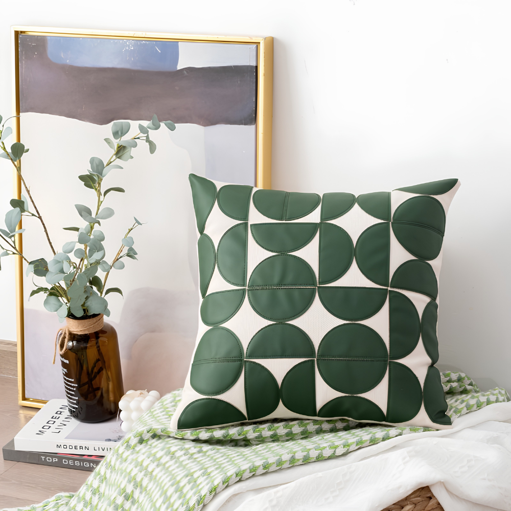 Geometrischer Kissenbezug in Lederoptik – Moderner Dekokissenbezug für Sofa, Bett & Wohnzimmer