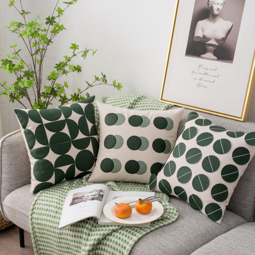 Geometrischer Kissenbezug in Lederoptik – Moderner Dekokissenbezug für Sofa, Bett & Wohnzimmer