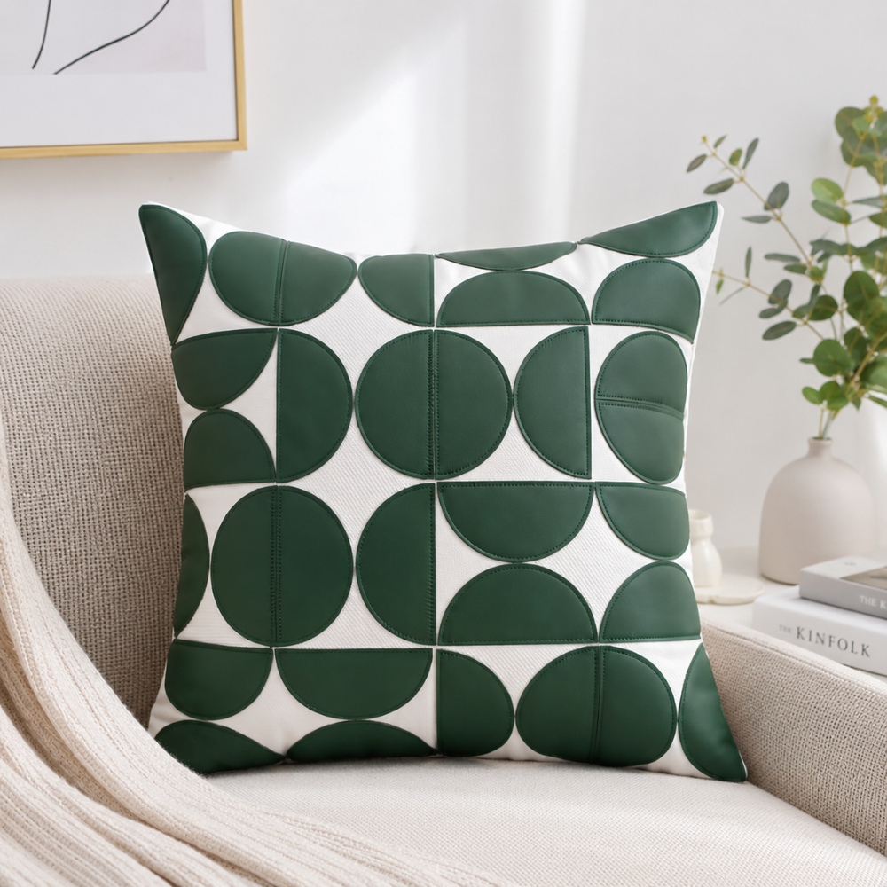Geometrischer Kissenbezug in Lederoptik – Moderner Dekokissenbezug für Sofa, Bett & Wohnzimmer